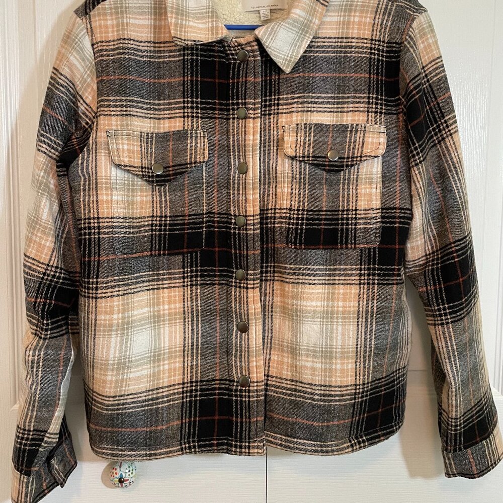 Lucky Brand size small plaid "Shacket" with furry liner - Picture 7 of 13